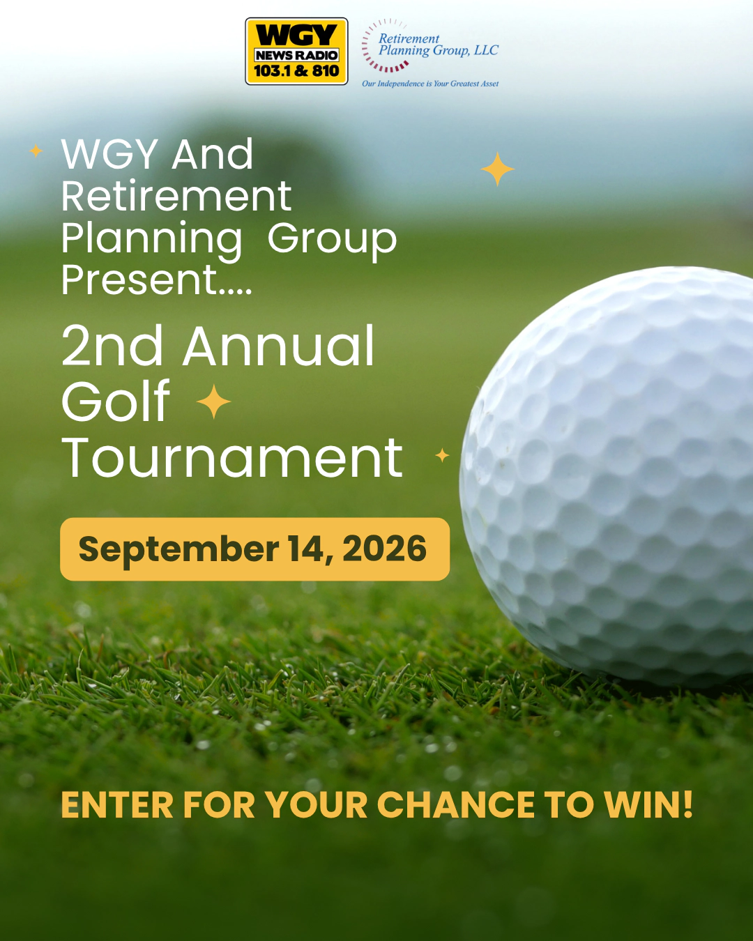 Enter WGY's Annual Retirement Planning Group Golf Tournament!