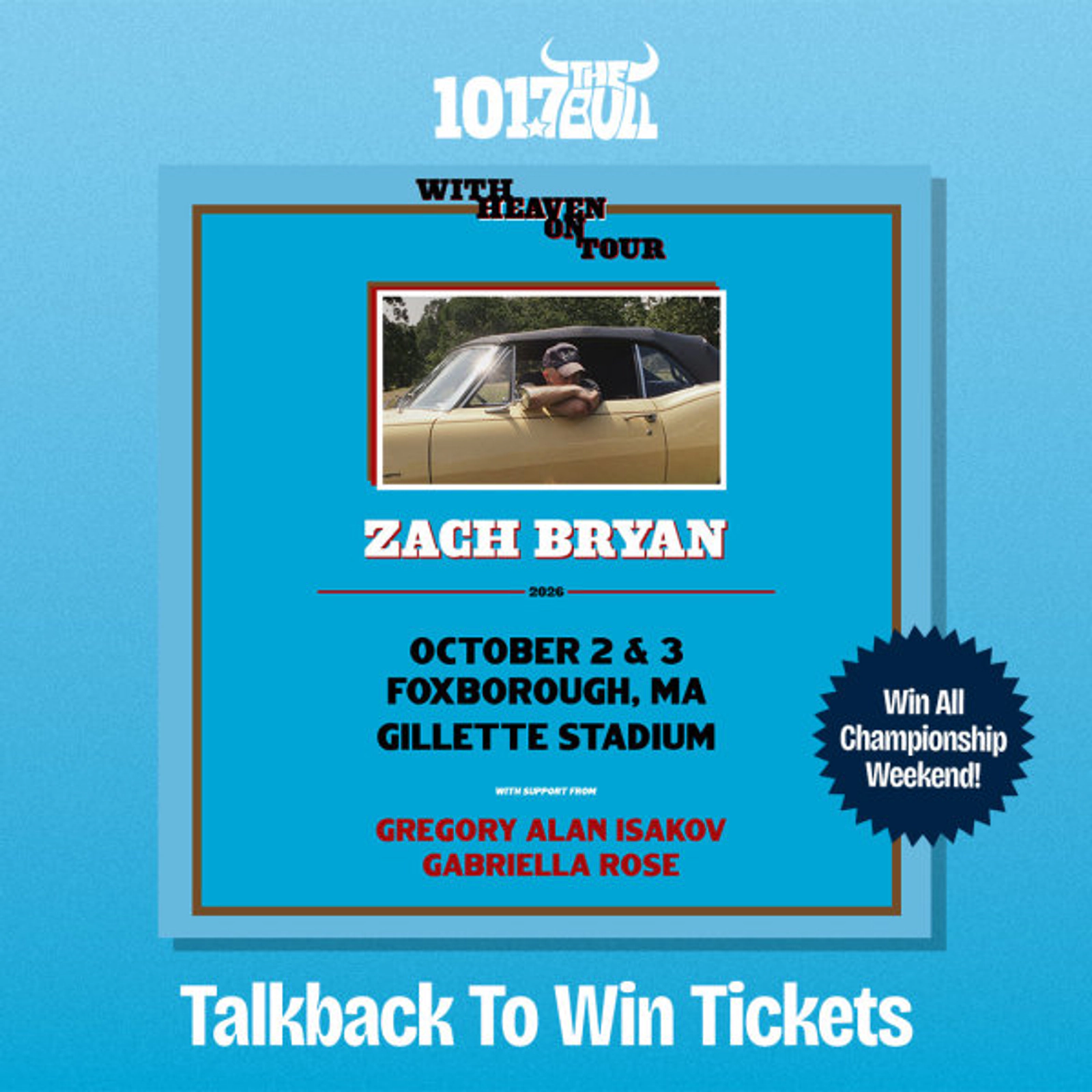 Win Zach Bryan Tickets on Championship Weekend