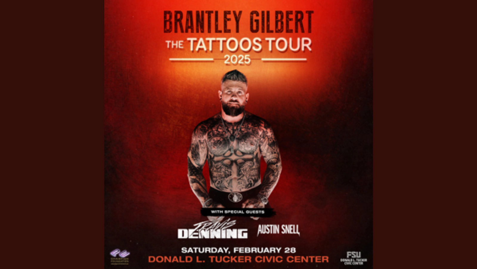 Win Tickets to see Brantley Gilbert The Tattoos Tour at the Donald L. Tucker Civic Center