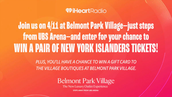 Join us on 4/11 at Belmont Park Village—just steps from UBS Arena—and enter for your chance to win a pair of New York Islanders tickets for today's game! Plus, you’ll also have a chance to win a gift card to the Village Boutiques at Belmont Park Village.