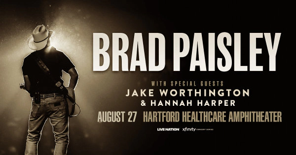 Win tickets for Brad Paisley at the Hartford HealthCare Ampitheatre!