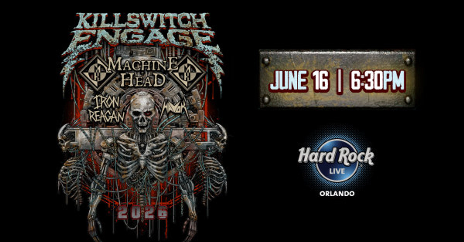 101.1 WJRR Presents Killswitch Engage at Hard Rock Live Orlando 6/16/26