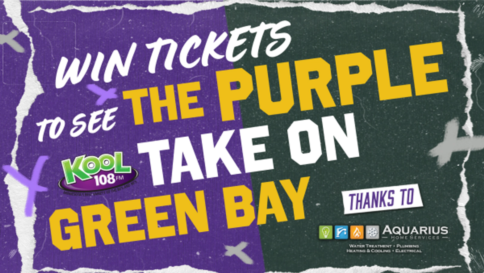 Win 4 Tickets to see the Purple take on Green Bay, thanks to Aquarius Home Services