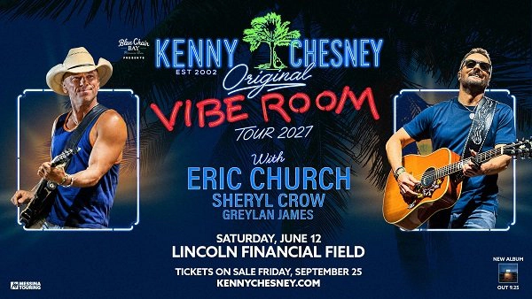 JUST ANNOUNCED!  KENNY CHESNEY: THE ORIGINAL VIBE ROOM TOUR!