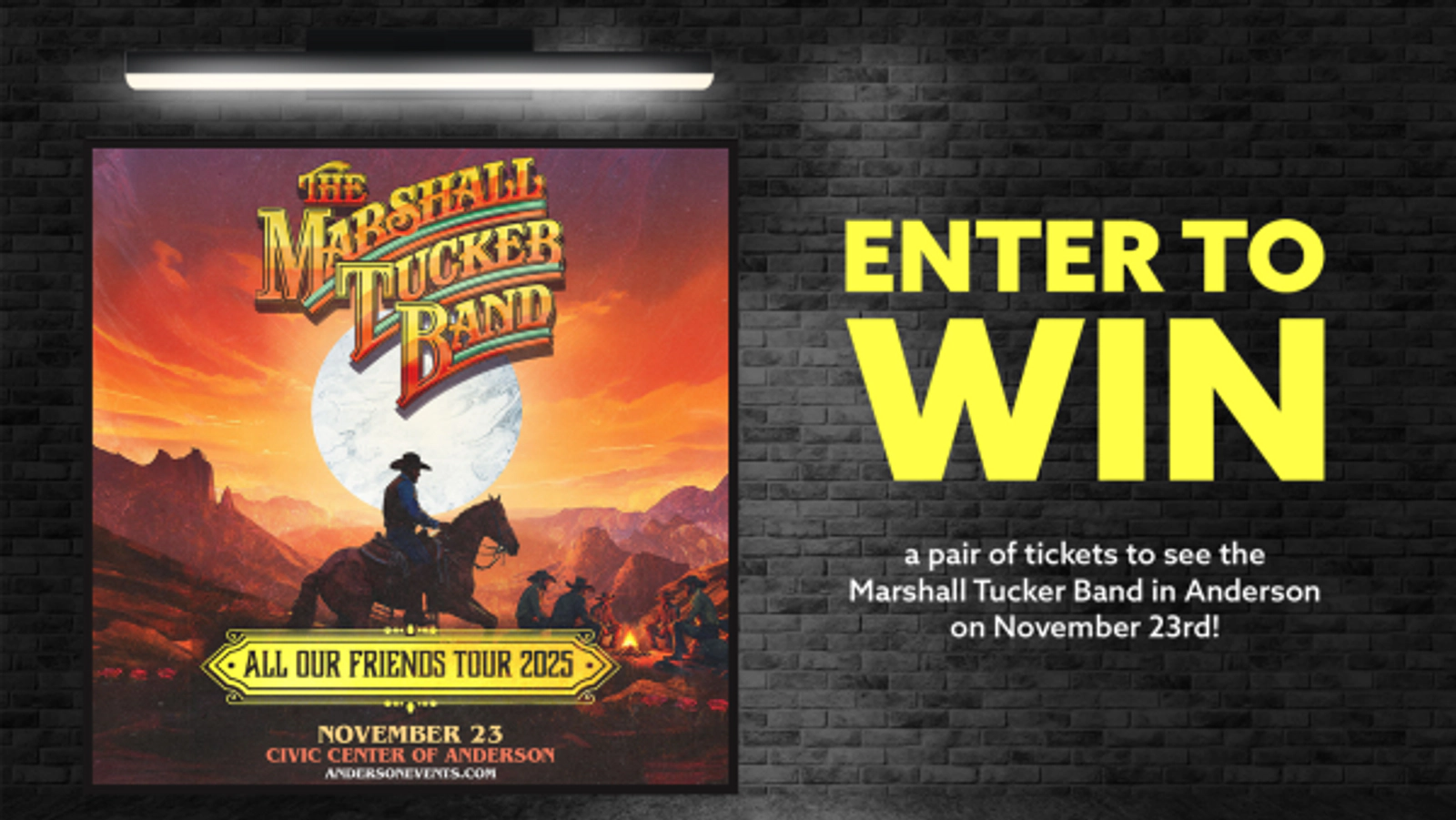 CHEERWINE TICKET WINDOW: Enter to win a pair of tickets to see the Marshall Tucker Band in Anderson on November 23rd!