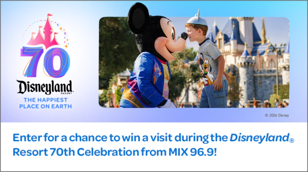 Enter for a chance to win a visit to The Happiest Place On Earth from MIX 96.9 during the Disneyland® Resort 70th Celebration!
