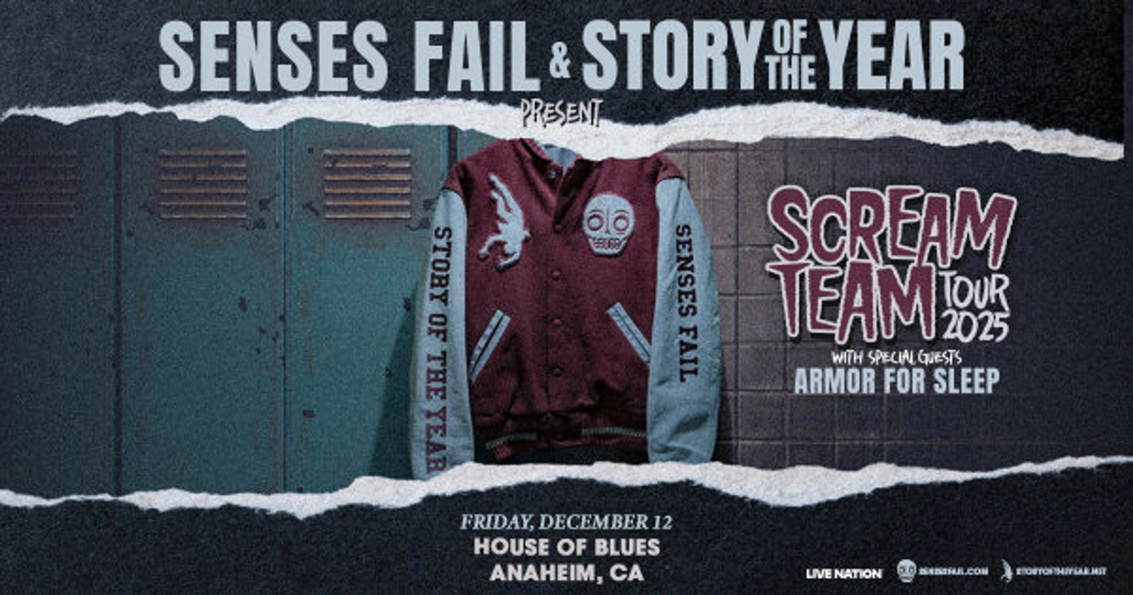 Enter to Win a Pair of Tickets to see Senses Fail & Story of the Year at House of Blues Anaheim (12/12)