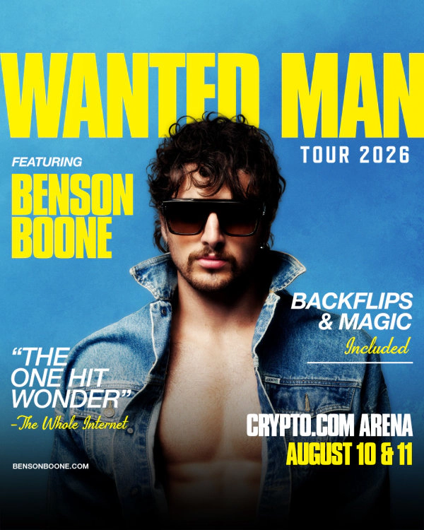 Enter to Win a Pair of Tickets to see Benson Boone at Crypto.com Arena! (8/10)