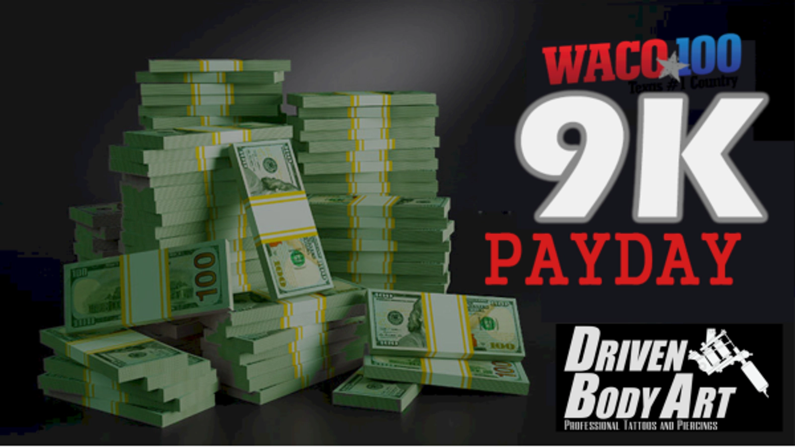 Listen to Win $1,000 BROUGHT TO YOU BY DRIVEN BODY ART & TATTOOS