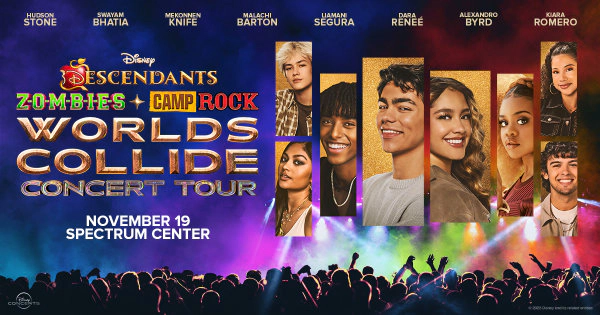 Enter to win to go to the Disney Descendants, ZOMBIES & Camp Rock: Worlds Collide Concert Tour at Spectrum Center!