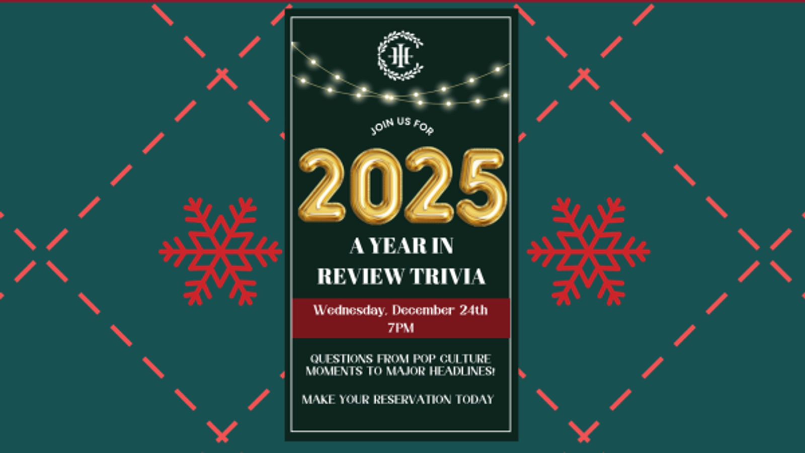 RSVP To Christmas Eve Holiday Trivia a Year in Review At Hubbard Inn