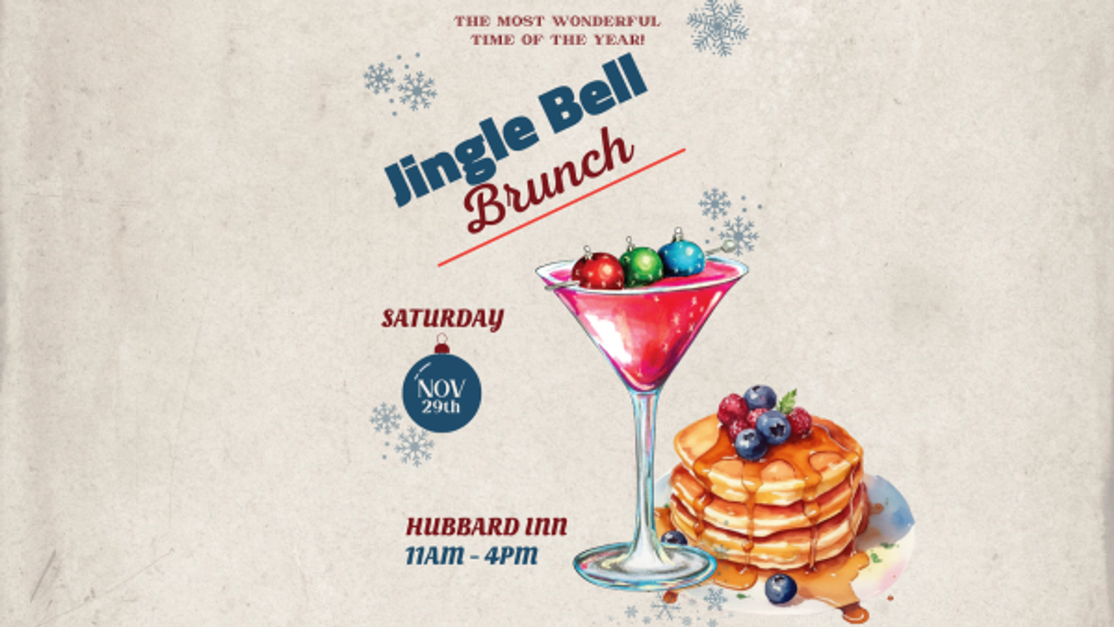 RSVP To Jingle Bell Brunch at Hubbard Inn