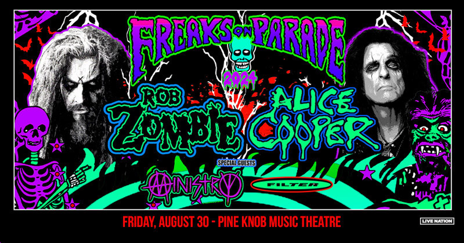 Win tickets to see Rob Zombie and Alice Cooper Freaks On Parade 2025