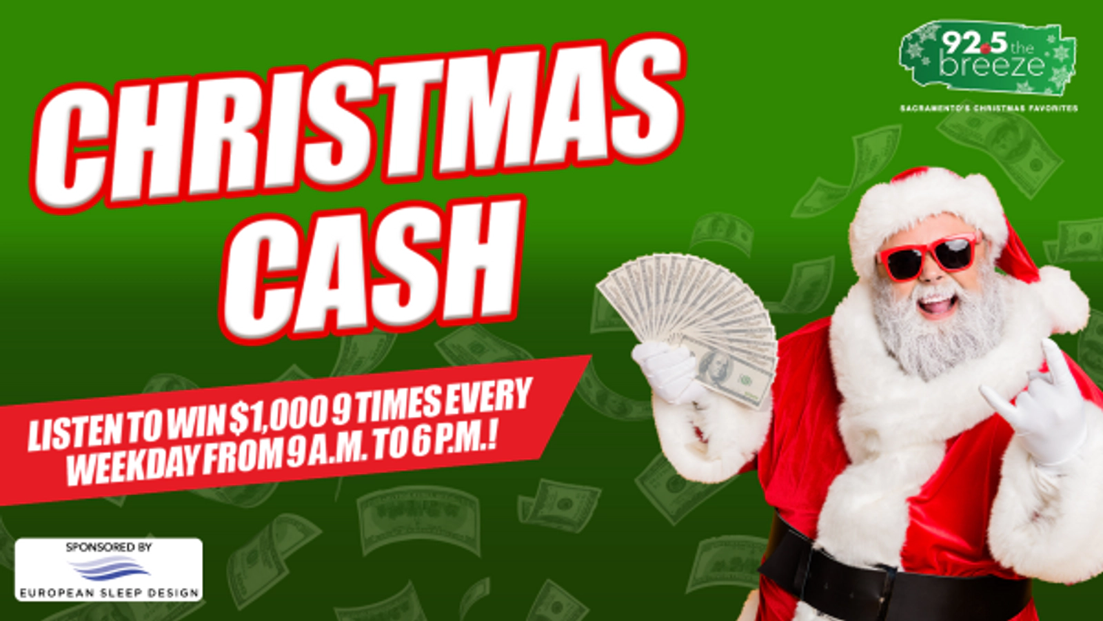 Listen to 92.5 The Breeze To Win $1,000 Of Christmas Cash!