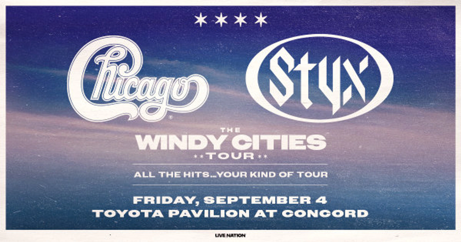 Listen To Win Tickets To See Chicago & Styx Coming September 4th At The Toyota Pavilion At Concord!