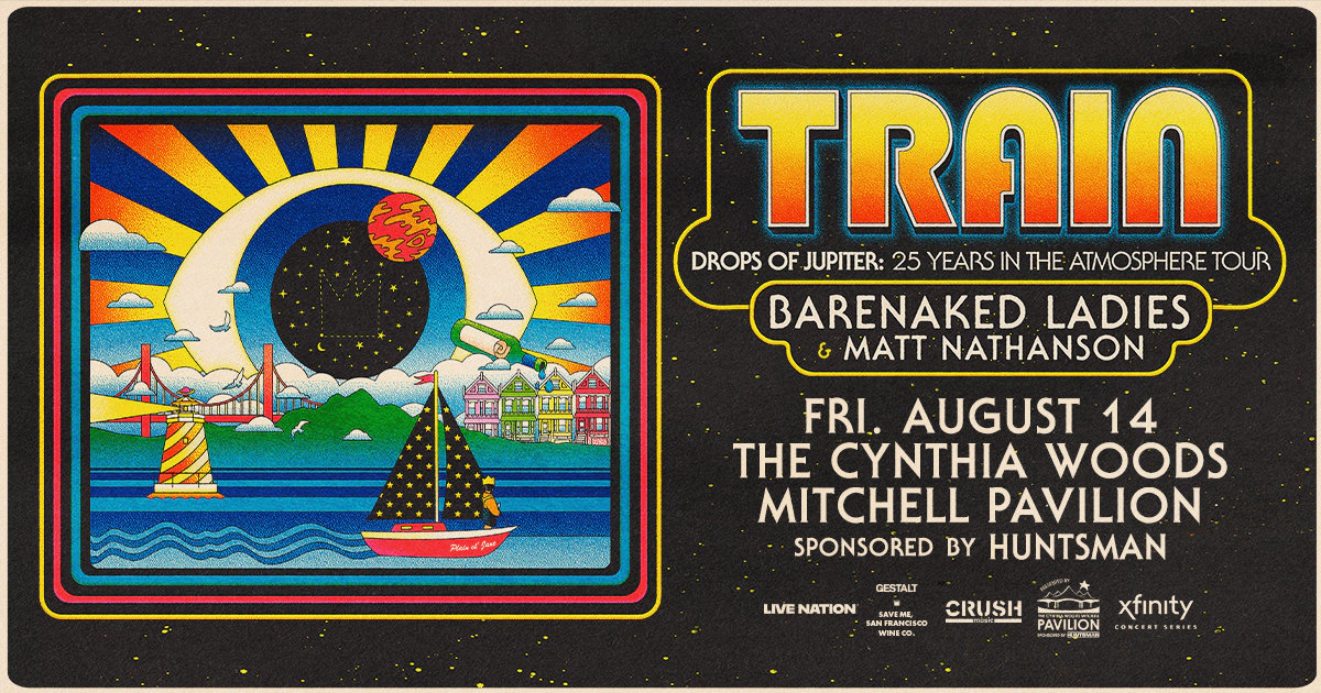 Win tickets to see Train on the Drops of Jupiter: 25 Years in the Atmosphere Tour at the Woodlands 8/14