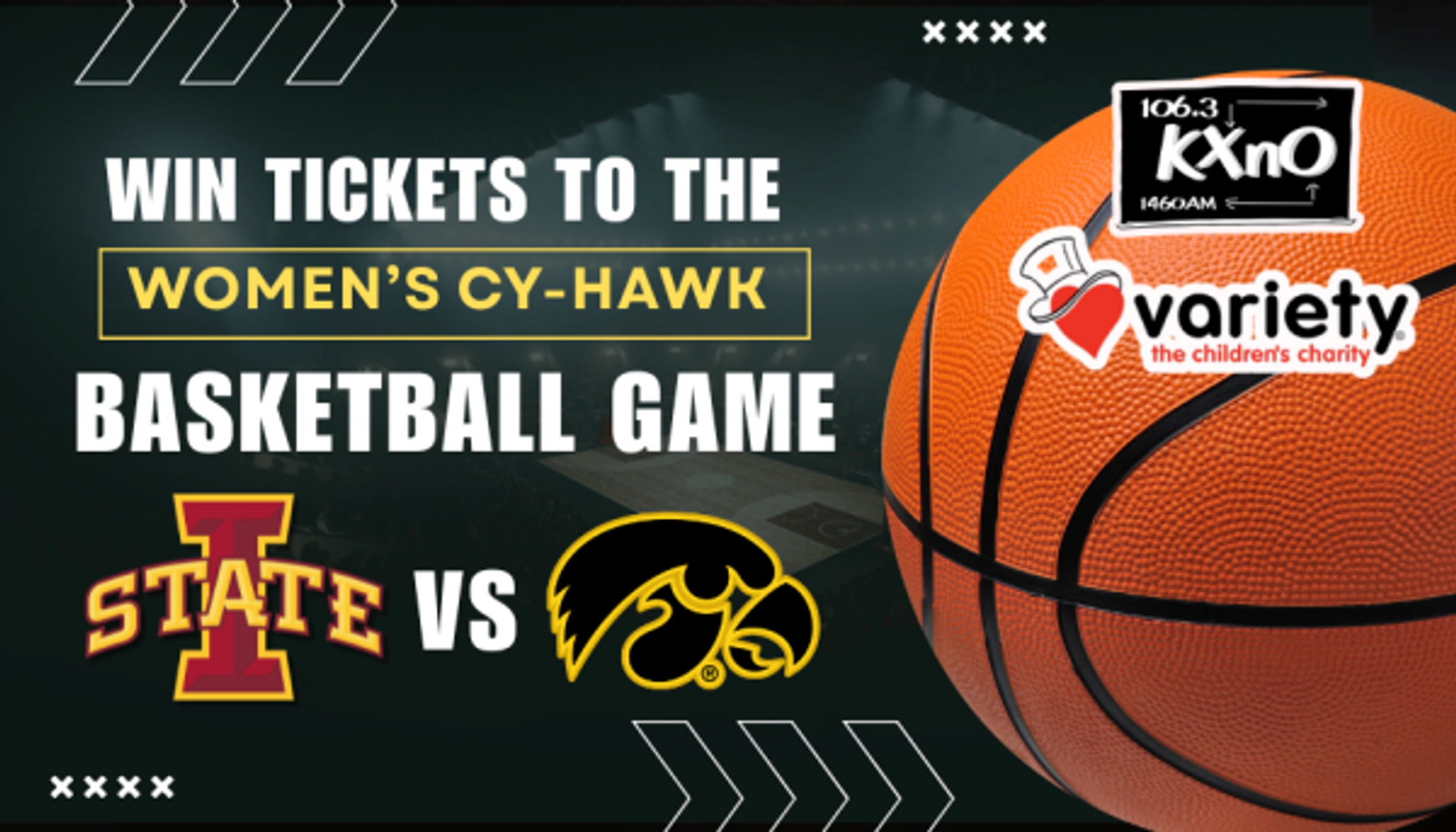 Register to win a pair of tickets the Women's Cy-Hawk basketball game!