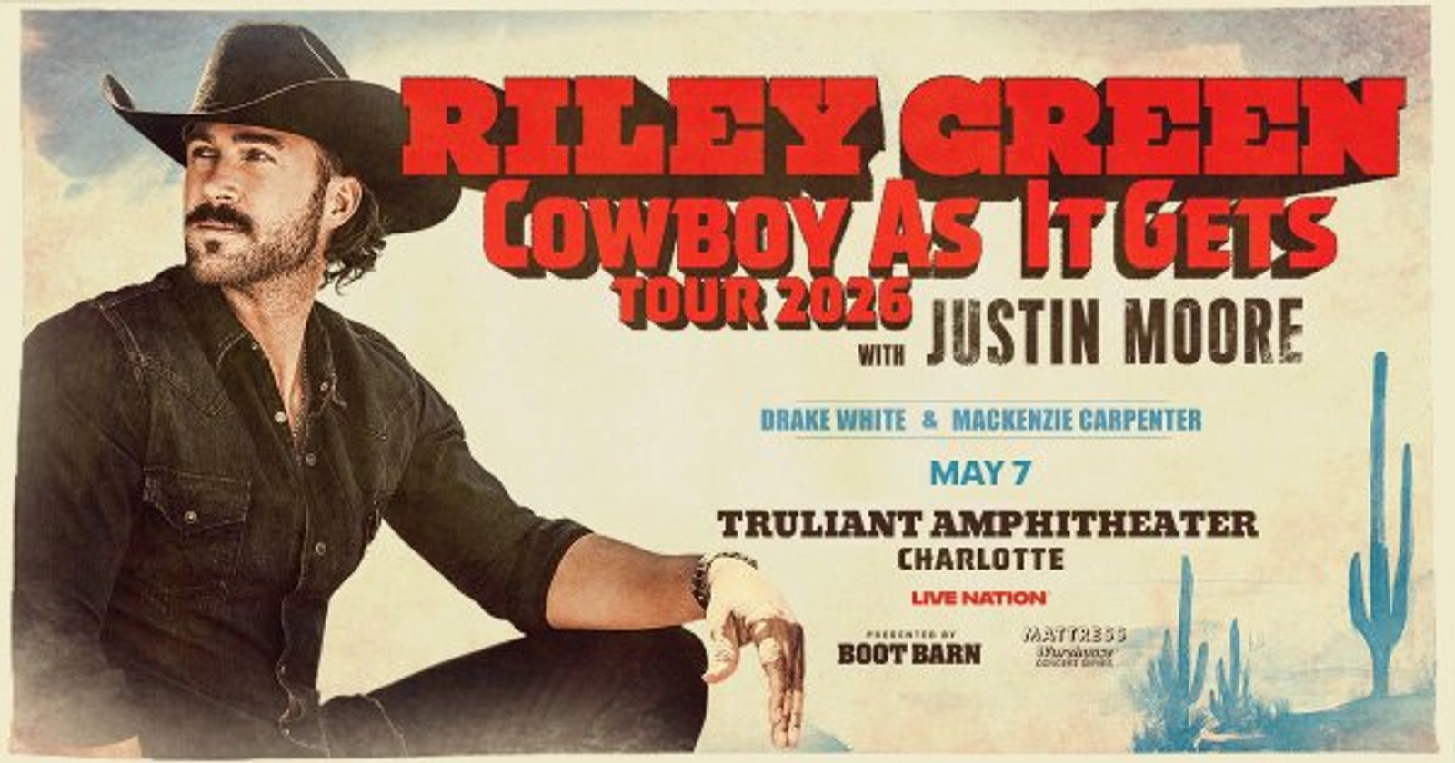 Enter to win to see Riley Green At Truliant Amphitheater!