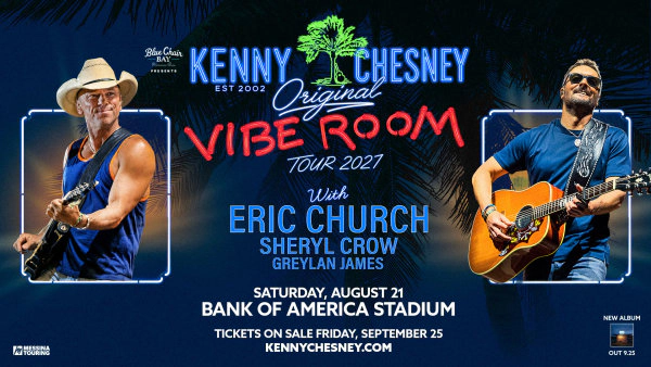 Enter to Win Tickets to the Original Vibe Room Tour 2027 with Kenny Chesney in Charlotte at Bank of American Stadium!