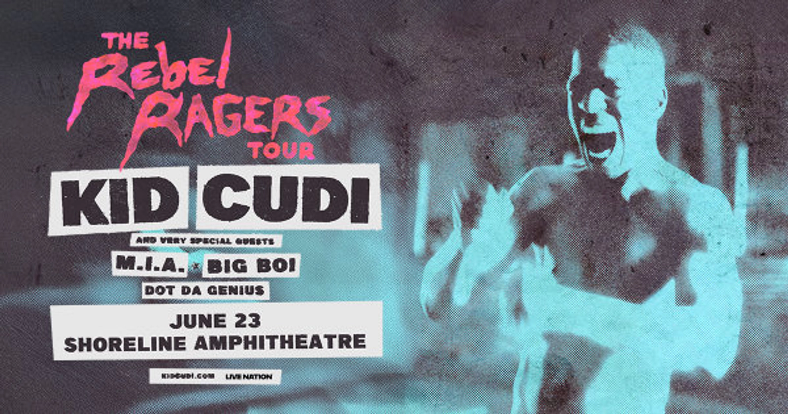 KID CUDI "The Rebel Ragers" Tour - Shoreline Amphitheatre on June 23rd!