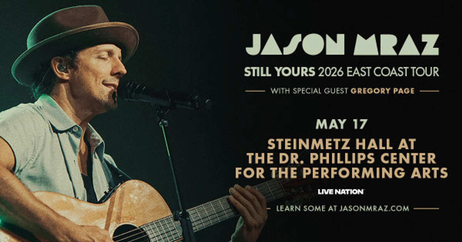Jason Mraz | Still Yours 2026 East Coast Tour