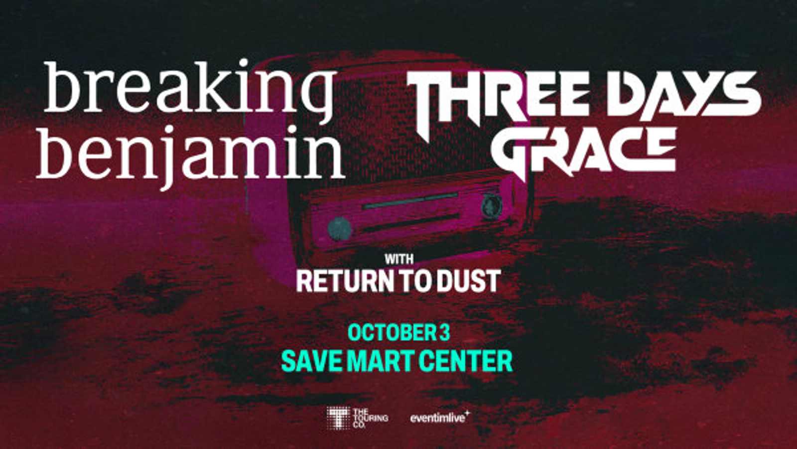 breaking benjamin + Three Days Grace coming to the Save Mart Center in Fresno on Oct 3rd!