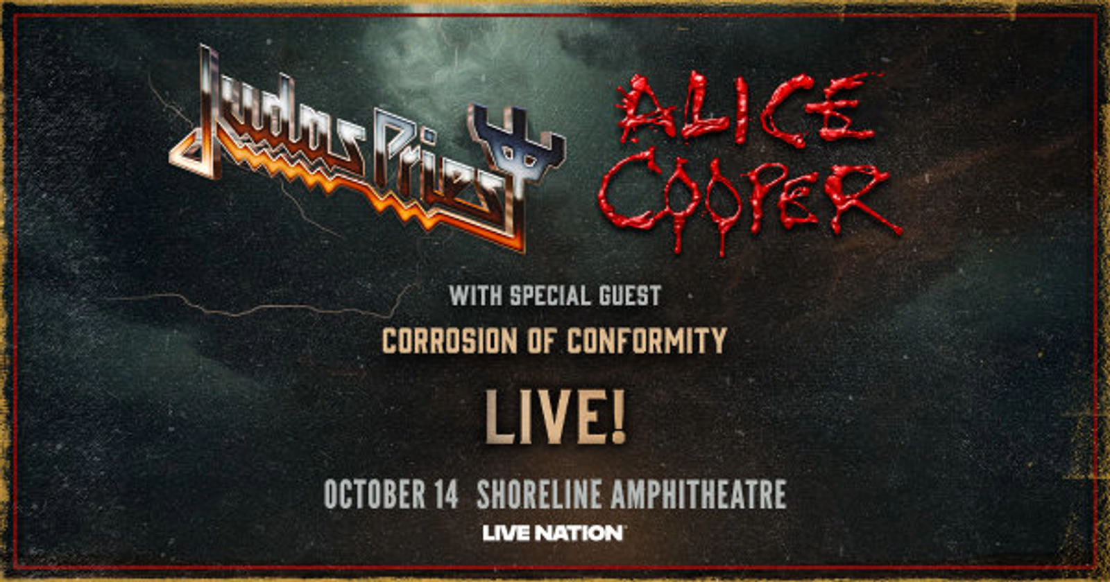 We Have Your Tickets to see JUDAS PRIEST and ALICE COOPER at Shoreline on Oct. 14th!