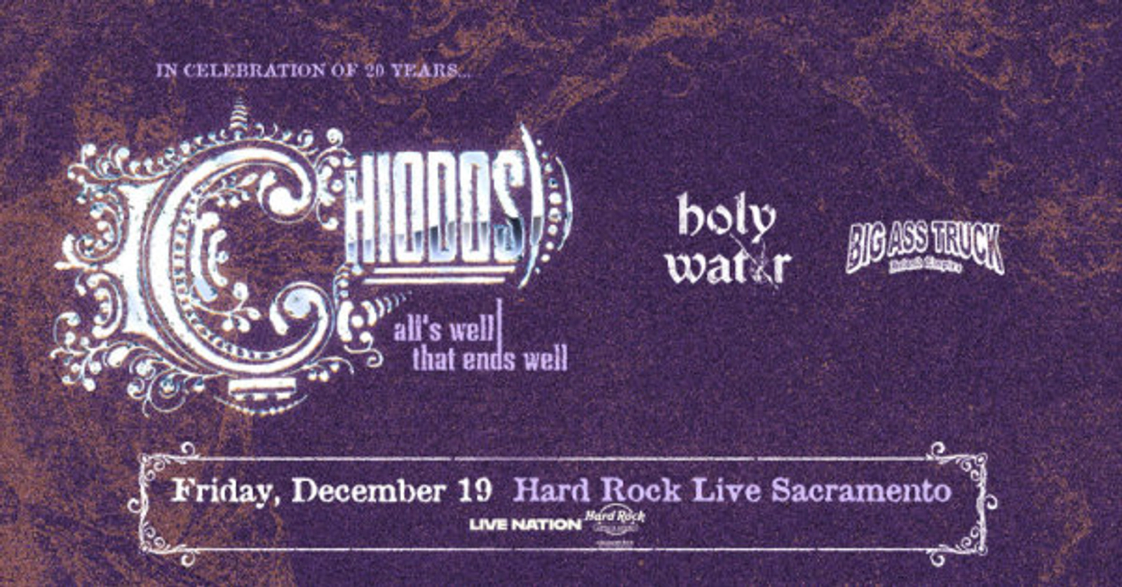 CHIODOS at Hard Rock Live Sacramento on Dec. 19th - Enter here for a chance to win Tickets!