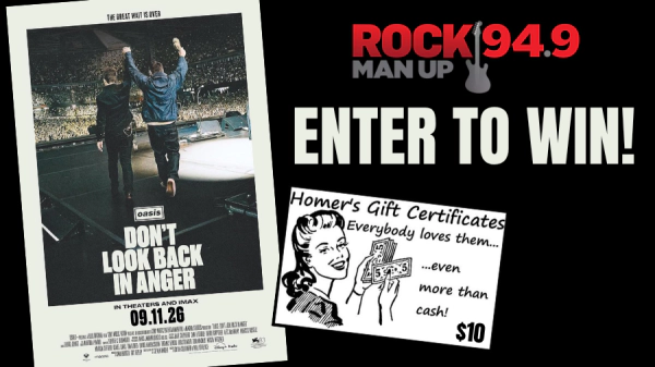 Enter to Win a Homer's Music Gift Certificate and Oasis Movie Tickets!