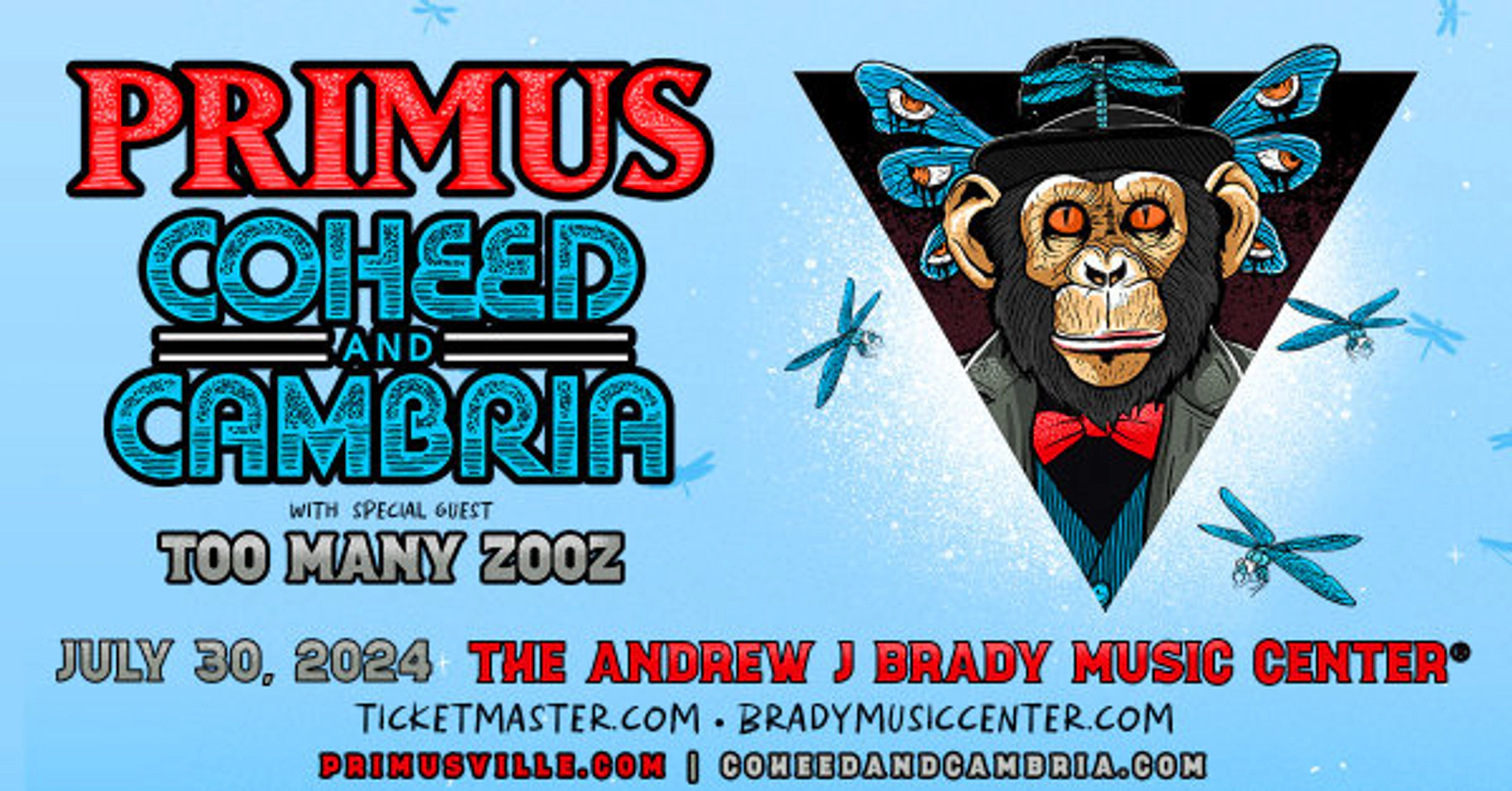 [WIN TICKETS] Primus & Coheed and Cambria @ The Andrew J Brady Music Center - Thumbnail Image