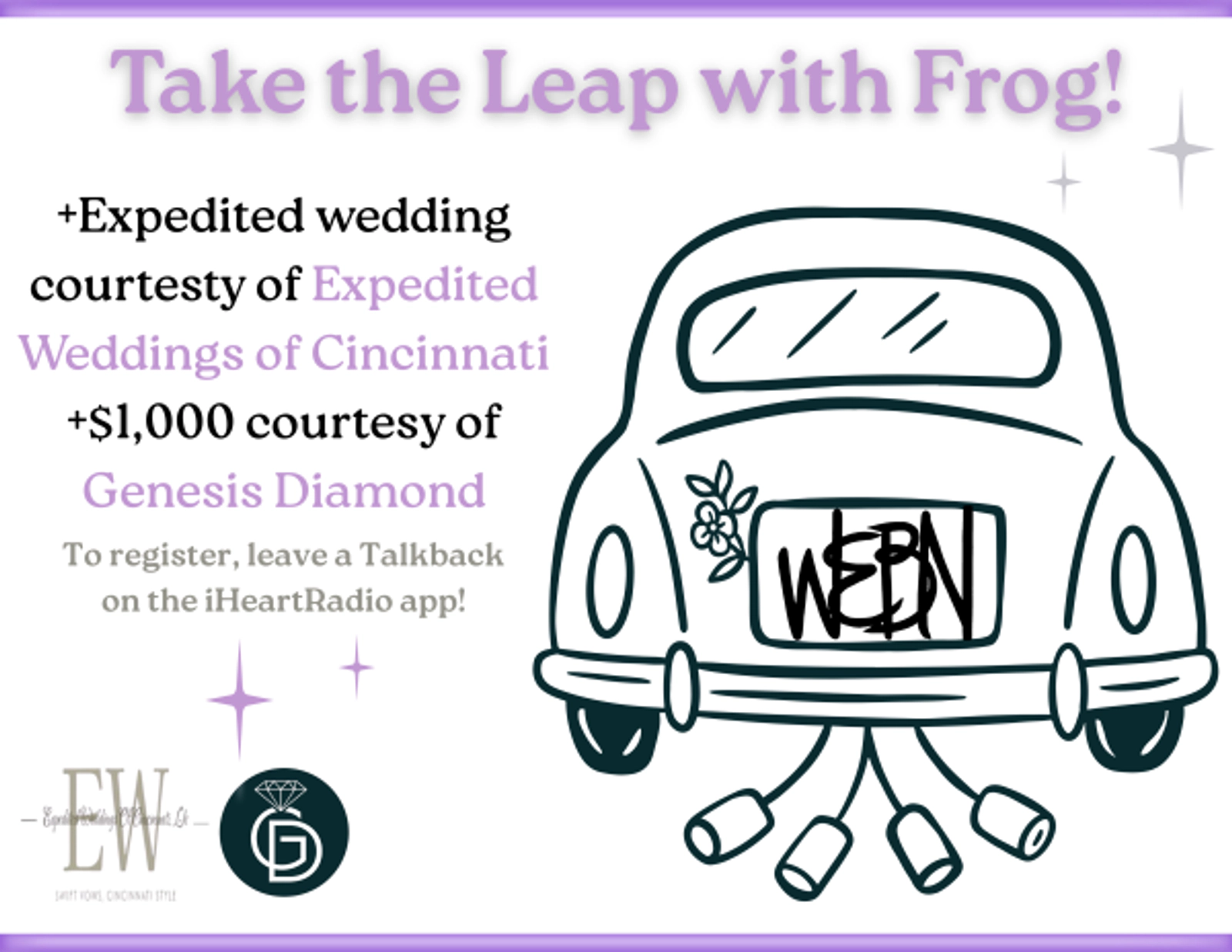 TAKE THE LEAP WITH FROG THANKS TO EXPEDITED WEDDINGS OF CINCINNATI AND GENESIS DIAMOND