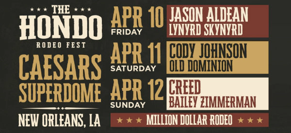 Win VIP Tickets to The Hondo Rodeo Fest at Caesars Superdome April 10-12, 2026!