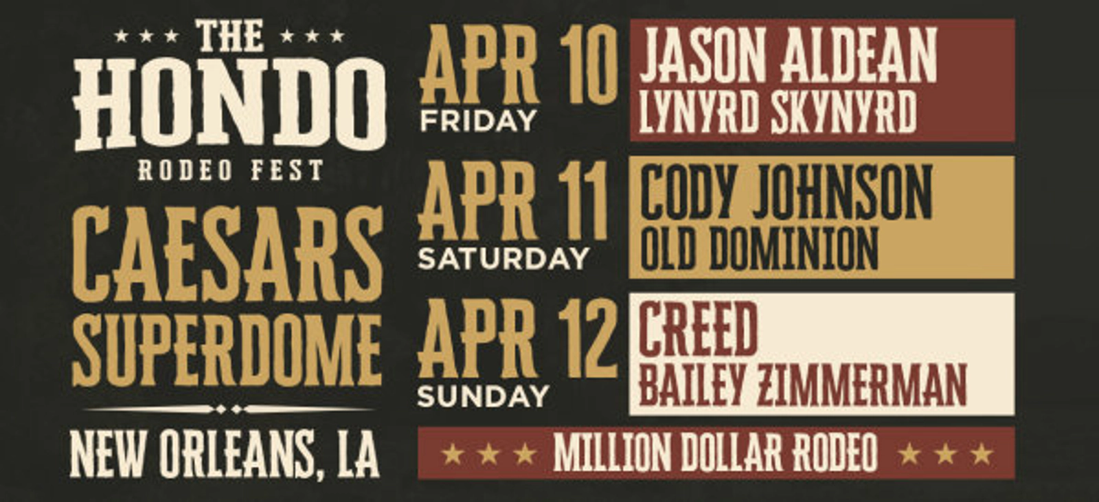 Win VIP Tickets to The Hondo Rodeo Fest at Caesars Superdome April 10-12, 2026!