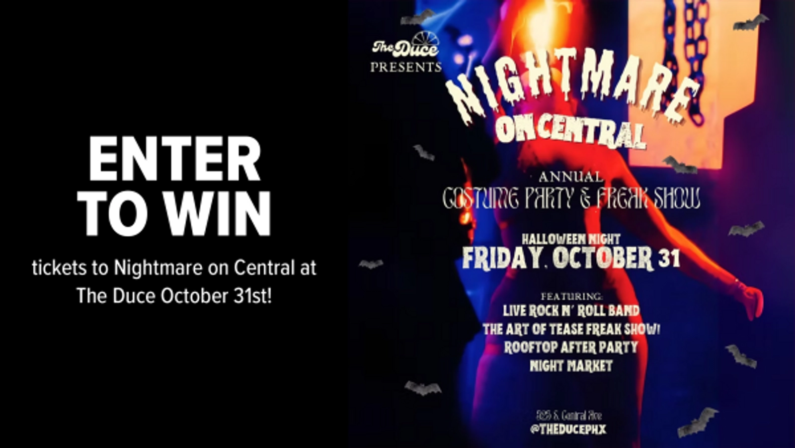 Win tickets to Nightmare on Central at The Duce October 31st!