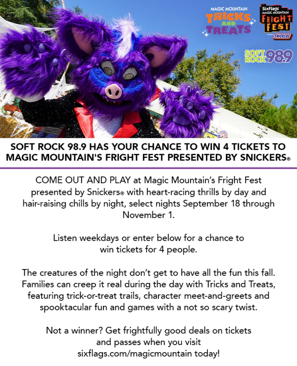 Enter for a chance to win 4 tickets to Magic Mountain Fright Fest!