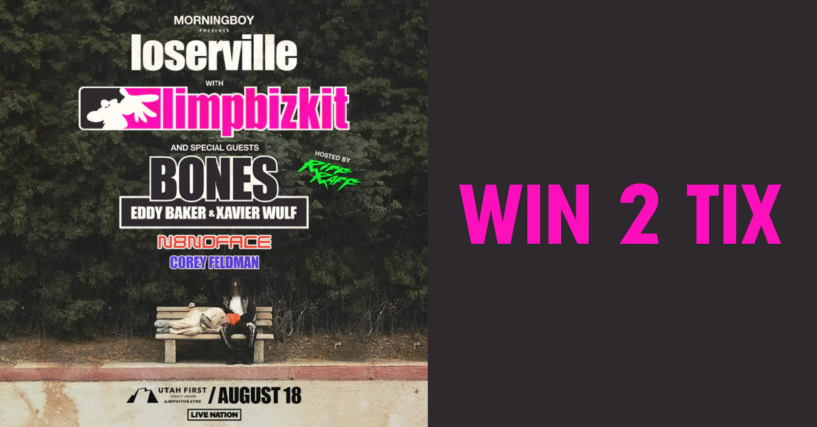 Win 2 Tix to Limp Bizkit on Sunday August 18th 2024 at Utah First