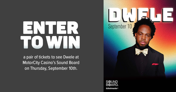 Enter now for a chance to win a pair of tickets to see Dwele at MotorCity Casino’s Sound Board on Thursday, September 10th.