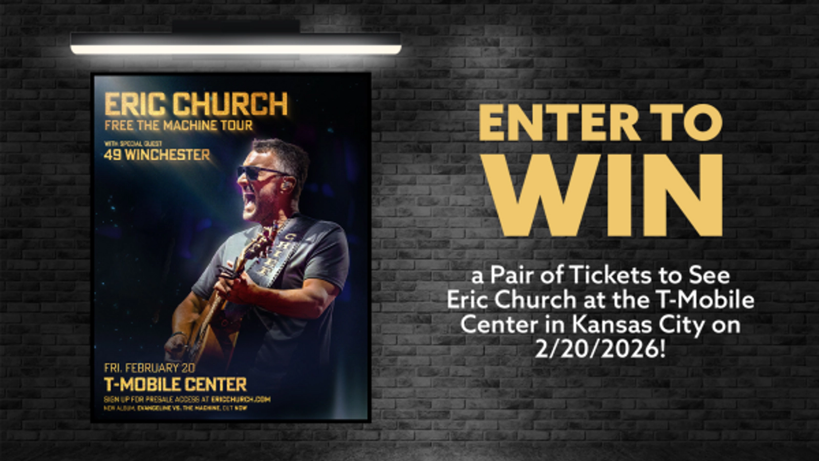 Win a Pair of Tickets to See Eric Church at the T-Mobile Center in Kansas City on 2/20/2026!