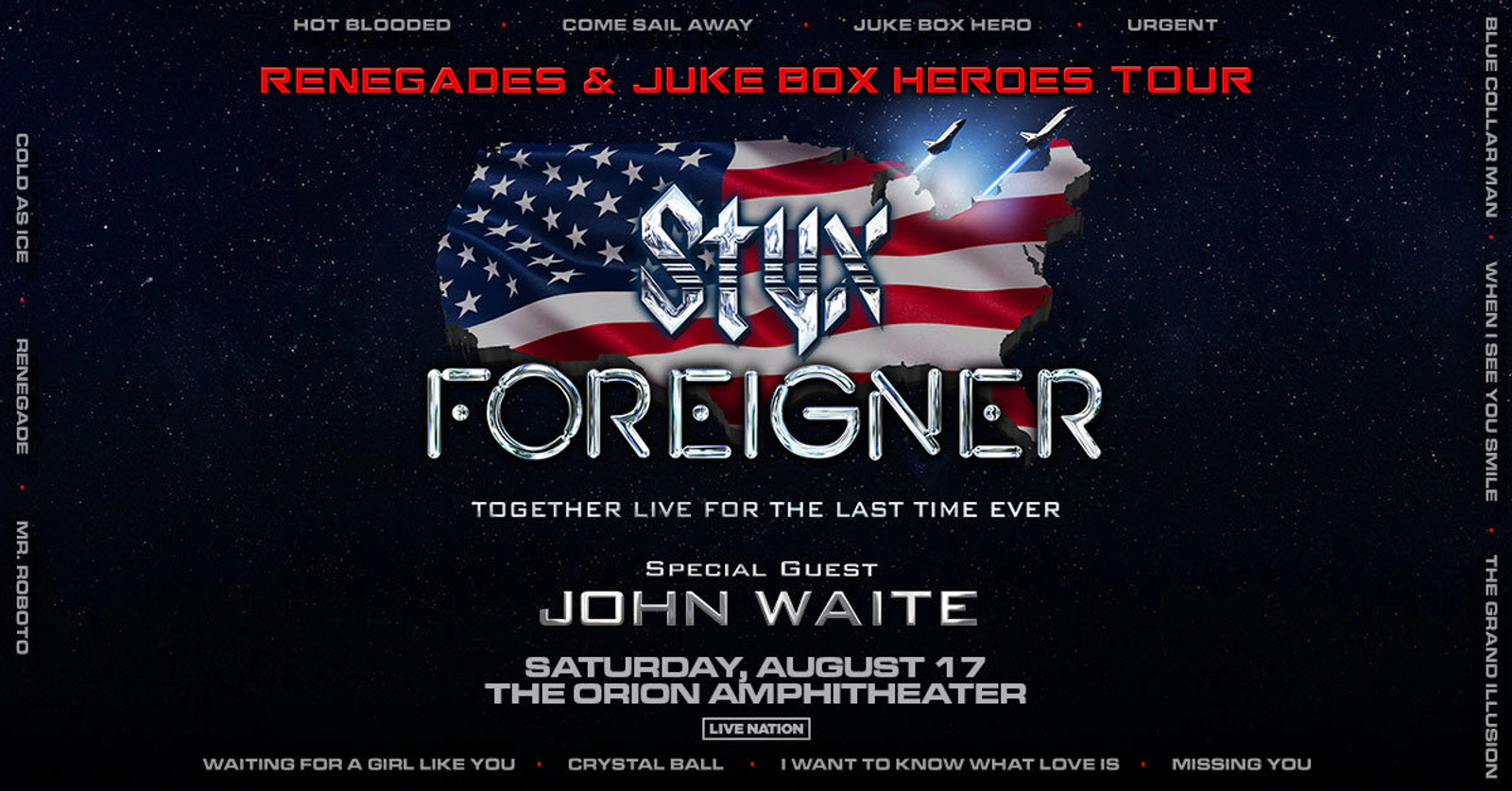 Win tickets to see Styx and Foreigner at Orion Amphitheater! 106. 1