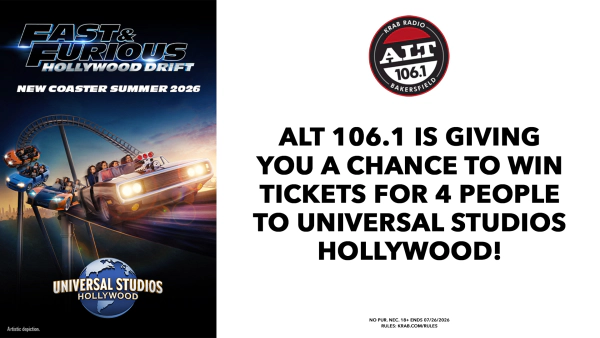 KRAB HAS YOUR CHANCE TO WIN 4TICKETS TO UNIVERSAL STUDIOS HOLLYWOOD!
