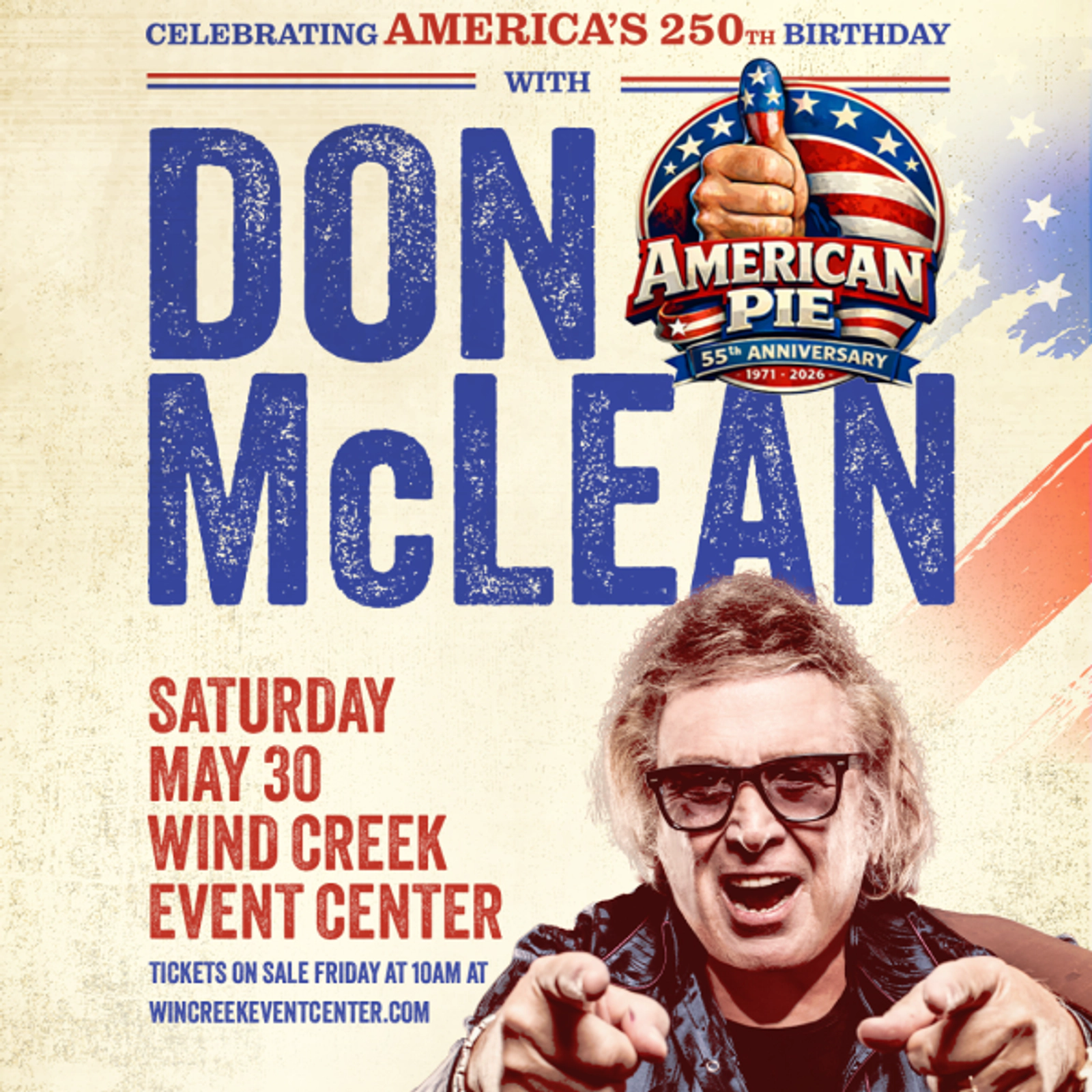 Don McLean at Wind Creek Event Center-Register To Score Tickets!