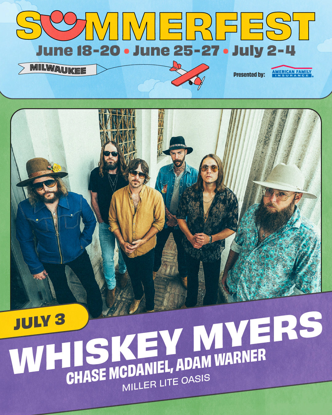 You could win Summerfest GA tickets and pit wristbands for Whiskey Myers at Summerfest on July 3rd!