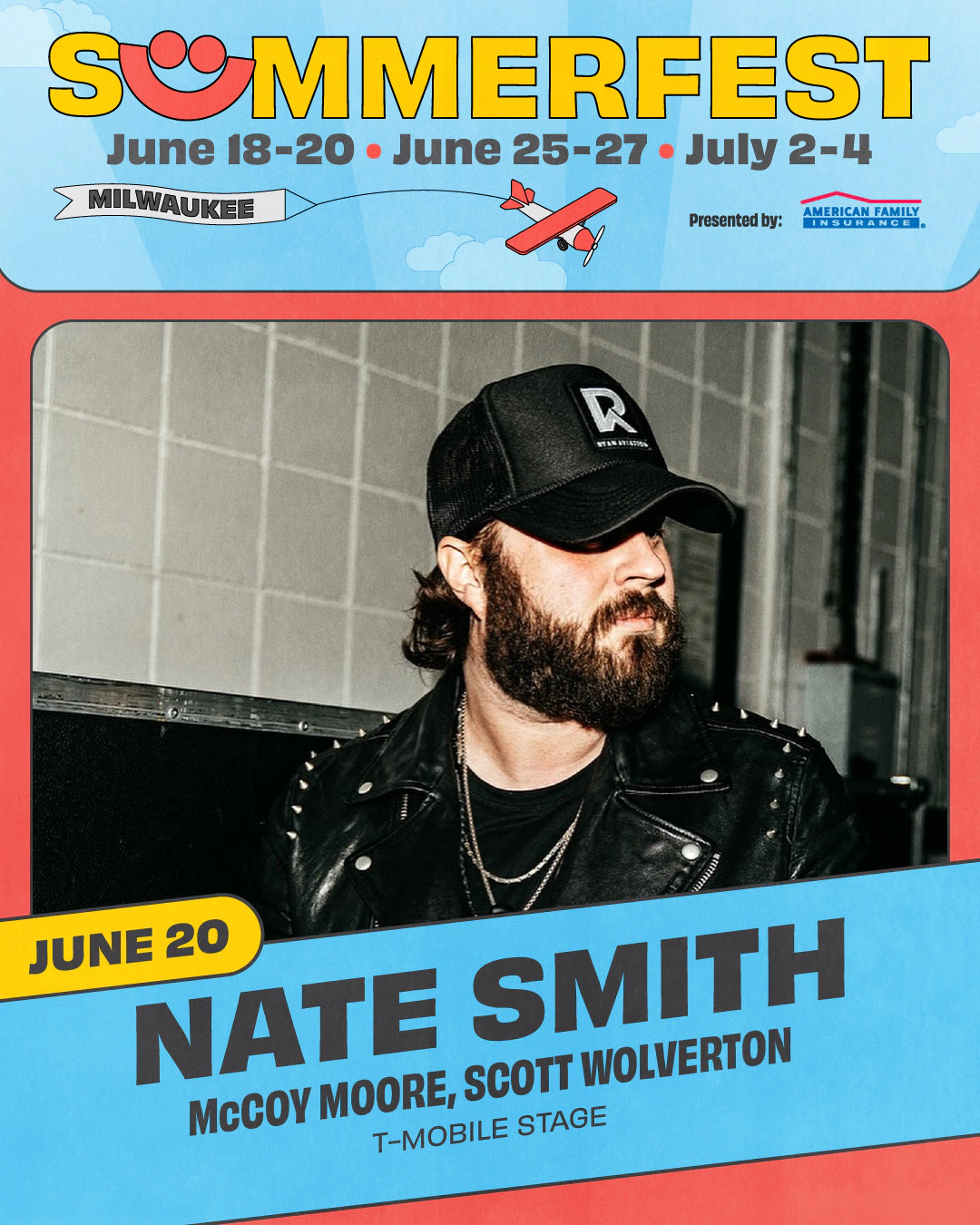 You could win a pair of general admission tickets and a pair of pit wristbands for Nate Smith at T-Mobile Stage at Summerfest on June 20th!
