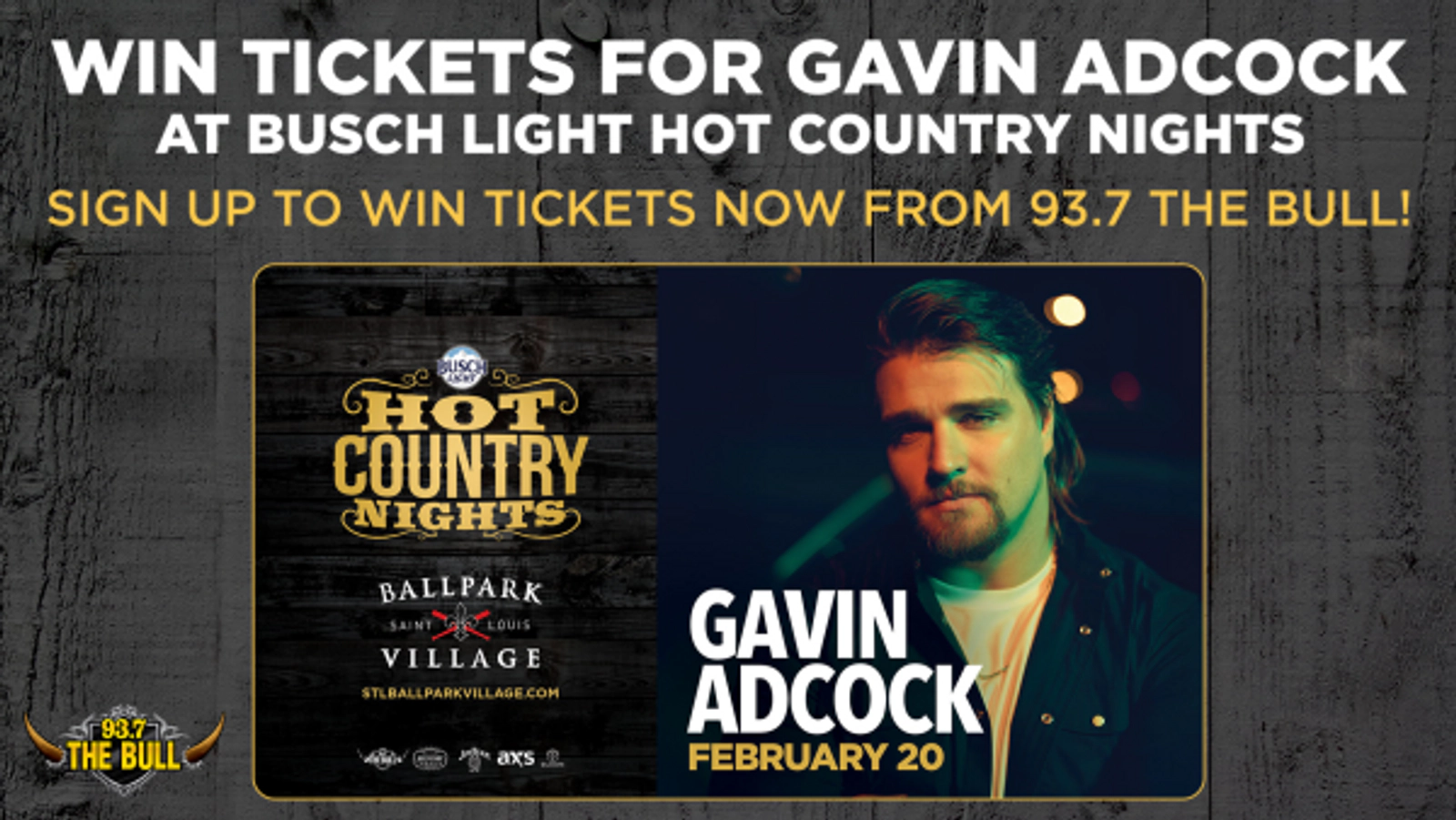 Win Tickets for Gavin Adcock at Busch Light Hot Country Nights with 93.7 The Bull