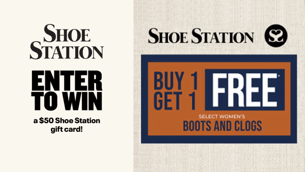 Enter for your chance to win one of five $50 gift cards to Shoe Station!