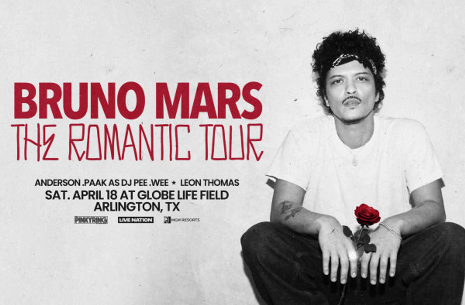 Enter to WIN two tickets to Bruno Mars 'The Romantic Tour' at Globe Life Field (TEXAS DATE)