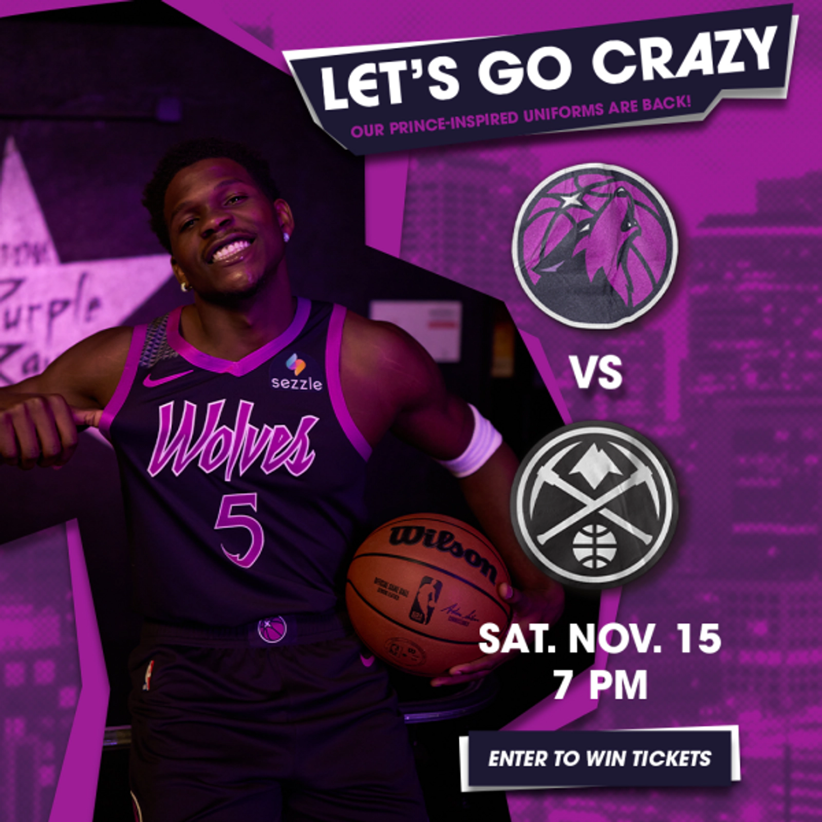 Win Tickets to Timberwolves vs Nuggets - Prince Inspired City Edition Night
