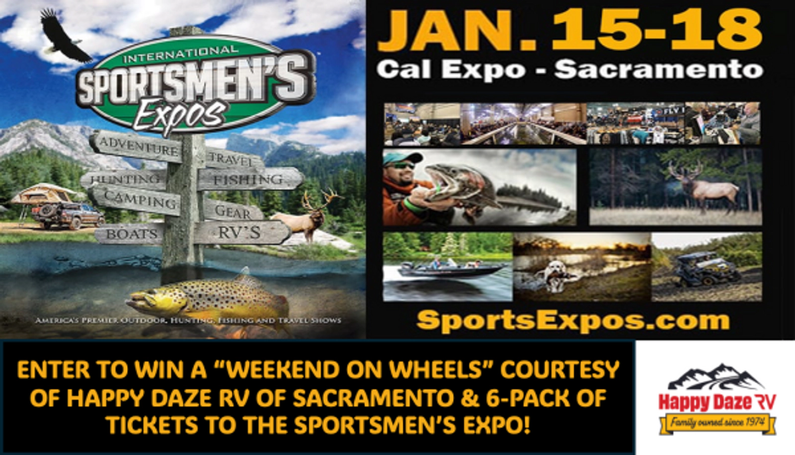 Win A "Weekend of Wheels" RV Rental From Happy Daze RV & Int. Sportsmen's Expo!