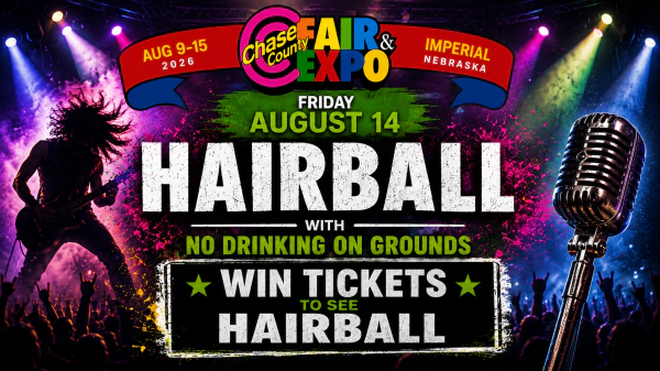 Register to WIN tickets to see HairBall  at Chase County Fair