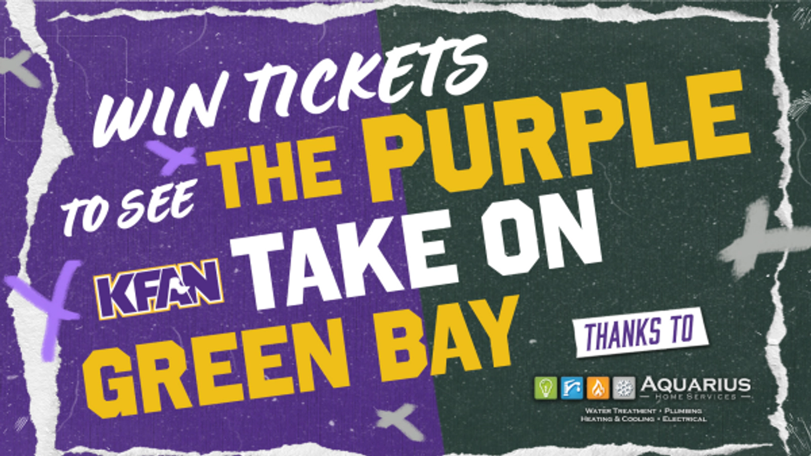 Win 4 Tickets to see the Purple take on Green Bay, thanks to Aquarius Home Services